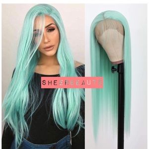 22inch Green Straight Lace Front Wig